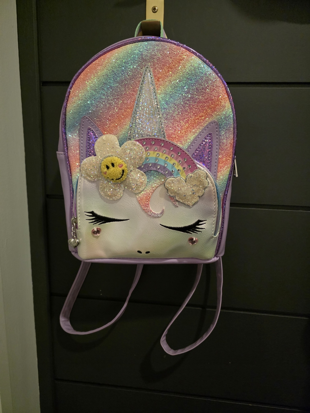 Girls' Rainbow Unicorn Glitter Backpack - Purple